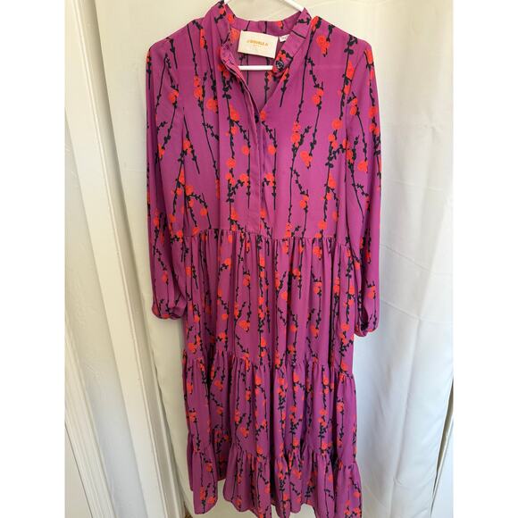 La Double J Floral Print Long Sleeve Midi Dress Size Small - Picture 2 of 3